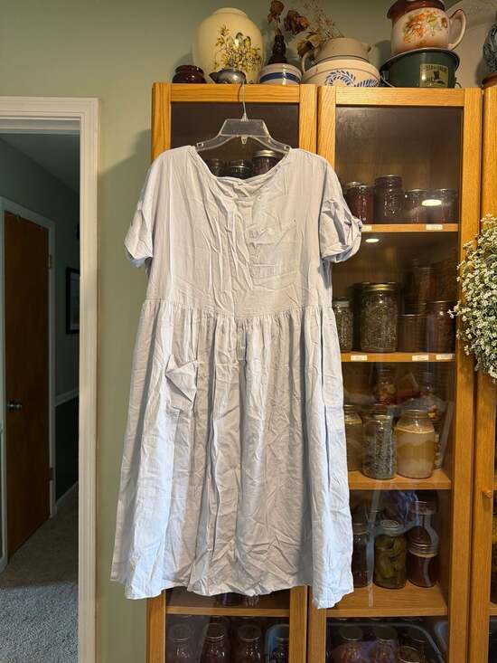 Grade & Gather Dresses & Skirts - Grade & Gather Ice Blue Cotton Midi Babydoll Dress with Pockets Size XL